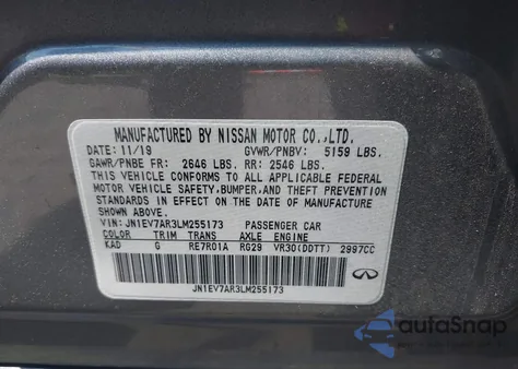 2020 Infiniti Q50 Luxe Awd z USA, uszkodzony, nr VIN JN1EV7AR3LM255173